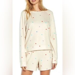 Wildfox Cream Heart Print Pajama Set